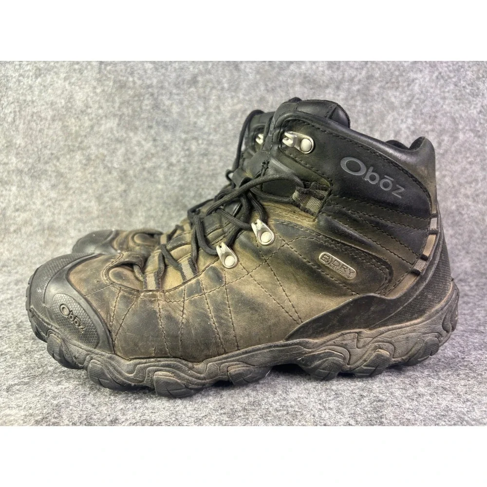 Oboz Bridger Mid B-DRY Hiking Boots Mens 11.5‎ Black Waterproof Leather Trail